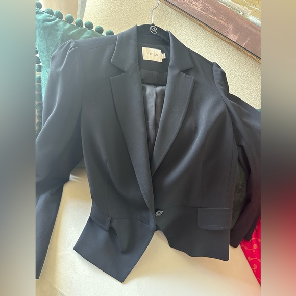Reiss DESIGNER Black Blazer Wool Blend Long Sleeve Jacket 2 - Picture 6 of 13